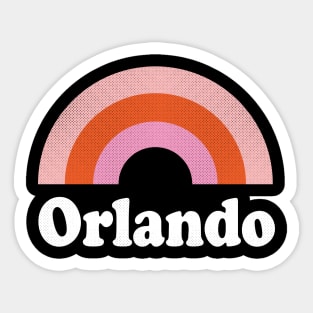 Orlando, Florida - FL, Retro Rainbow and Text Sticker